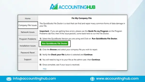 Run QuickBooks File Doctor option