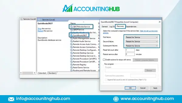 Open the Recovery tab and set Restart the Service for failure options